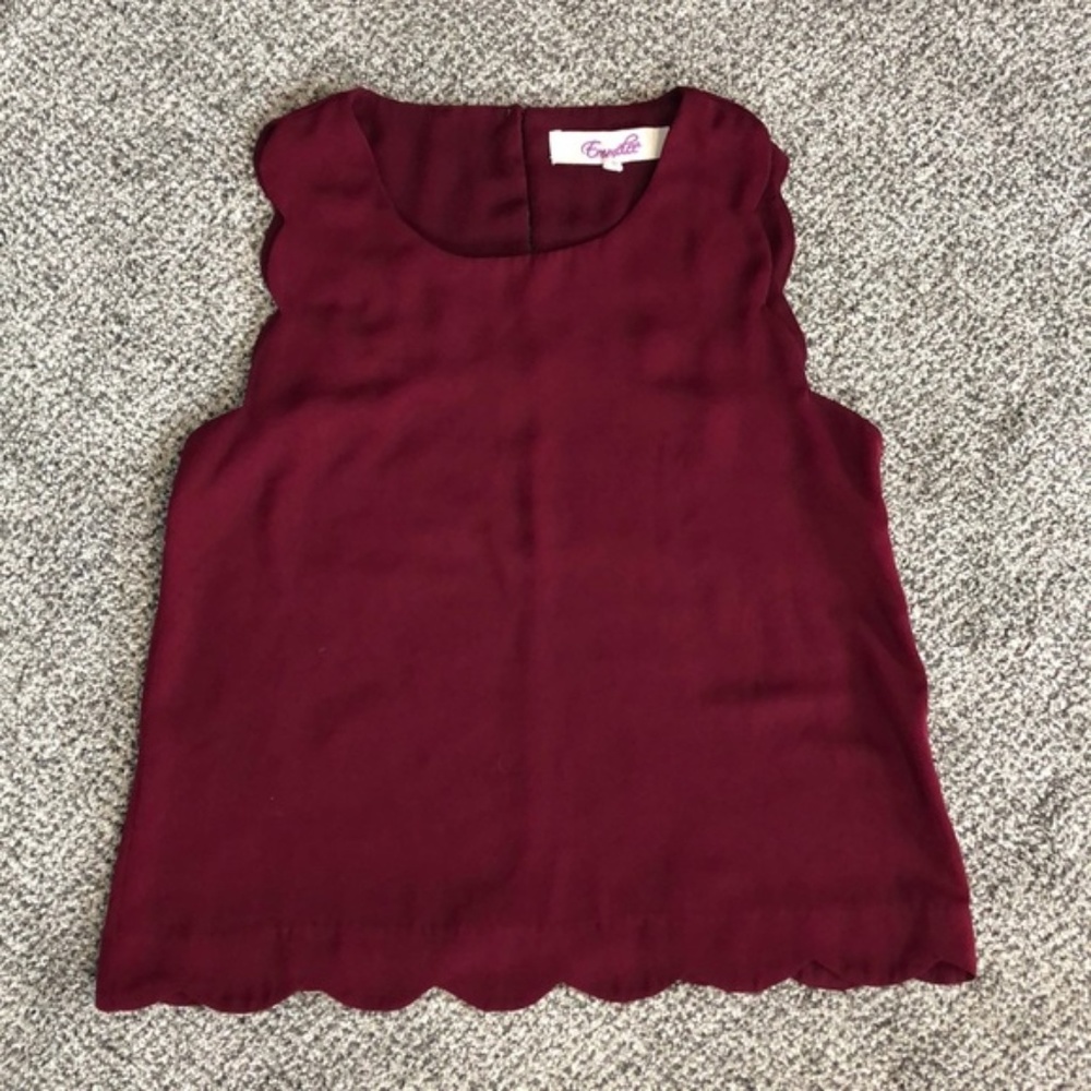 Burgundy Scallop Top